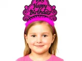 Fuşya Happy Birthday Prenses Tacı – Doğum Günü Taç Aksesuarı